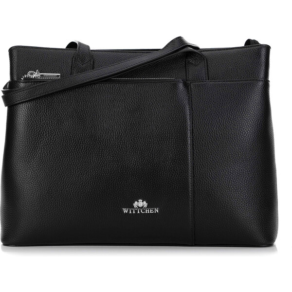 Wittchen Dámska shopperka z kože s drobným zrnom čierno-strieborná 29 66065886