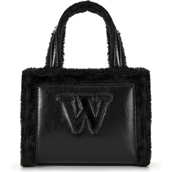 Wittchen Damski kuferek z ekoskóry obszyty futerkiem czarny 99-4Y-215 66066167