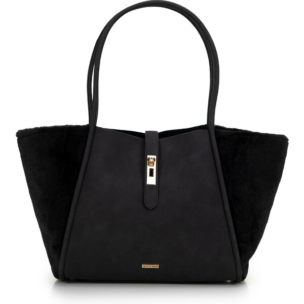 Wittchen Dámska shopperka z ekokože a umelého kožúška čierna 99-4Y-219 66065899