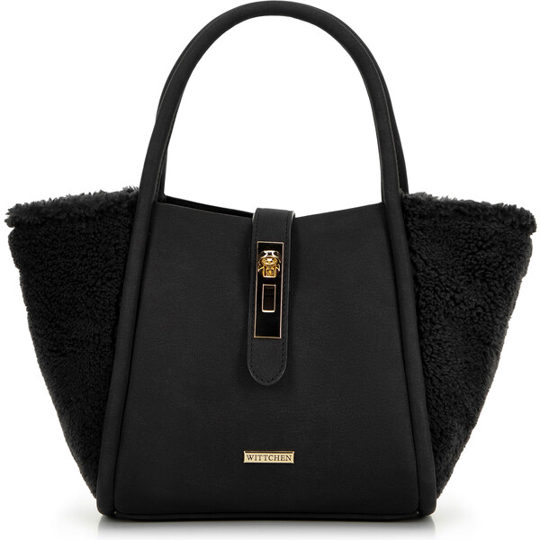 Wittchen Damski kuferek z ekoskóry i futerka czarny 99-4Y-220-1 66066162