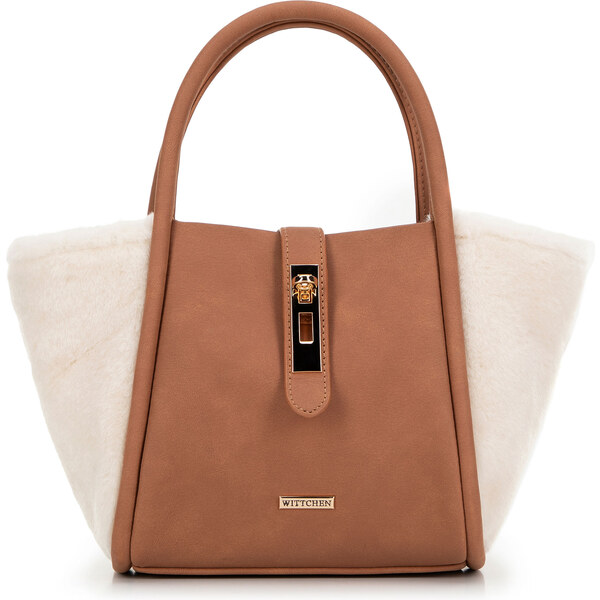 Wittchen Damski kuferek z ekoskóry i futerka beżowy 99-4Y-220-9 66066161