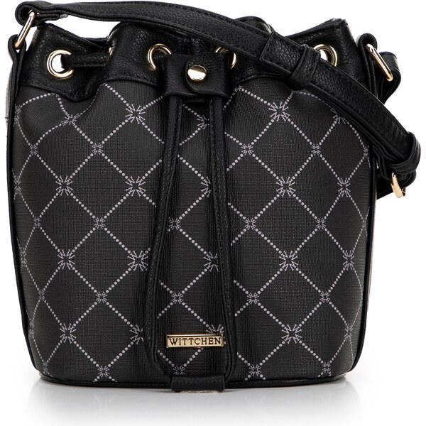 Wittchen Torebka typu worek z ekoskóry w monogram czarna 99-4Y-504-1 66066138
