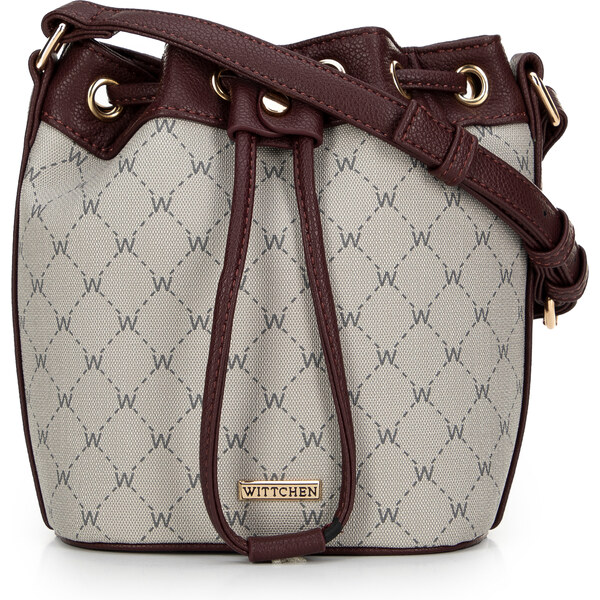 Wittchen Torebka typu worek z ekoskóry w monogram beżowa 99-4Y-504-9 66066136
