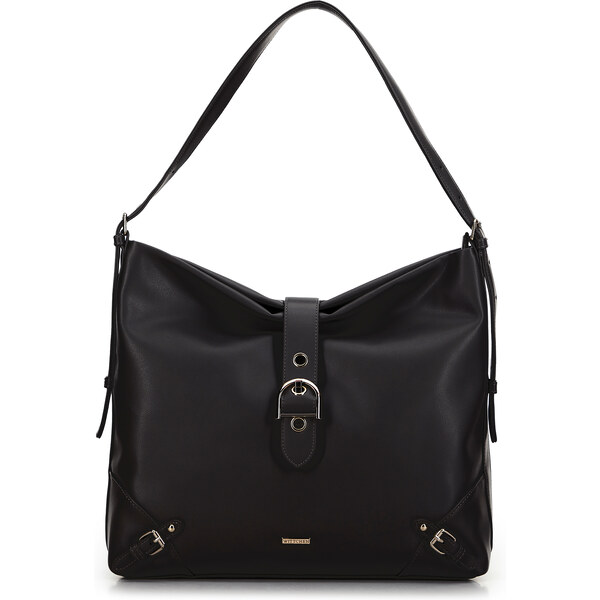 Wittchen Torebka worek z ekoskóry z ozdobnym zapięciem czarna 99-4Y 66066135