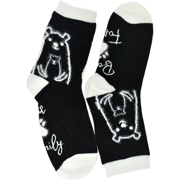 AURA.VIA UNI čierno-biele bavlnené ponožky BearPaw 36-41 60142359