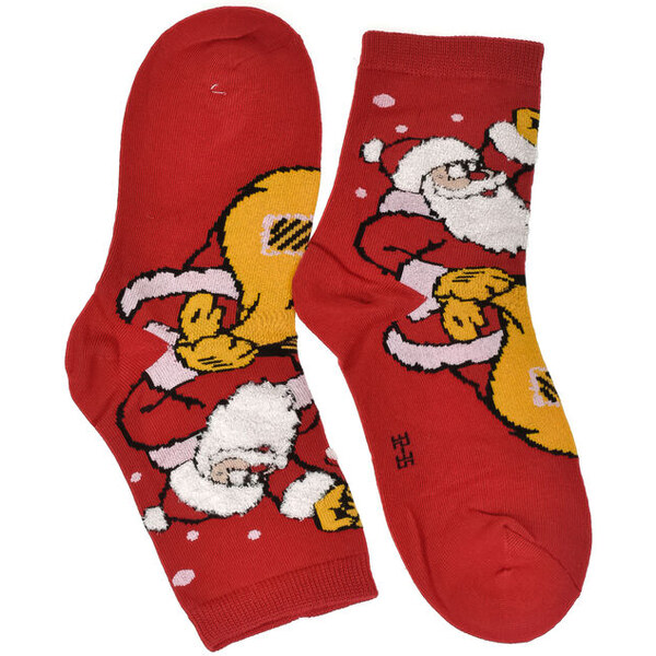 AURA.VIA Detské vianočné bavlnené červené ponožky CoolSanta 28-35 60142345