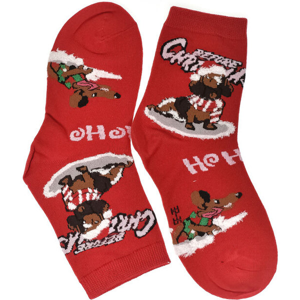 AURA.VIA Detské vianočné bavlnené červené ponožky CoolSanta 28-35 60142346