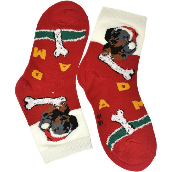 AURA.VIA Detské vianočné bavlnené červeno-biele ponožky CoolSanta 28 60142343