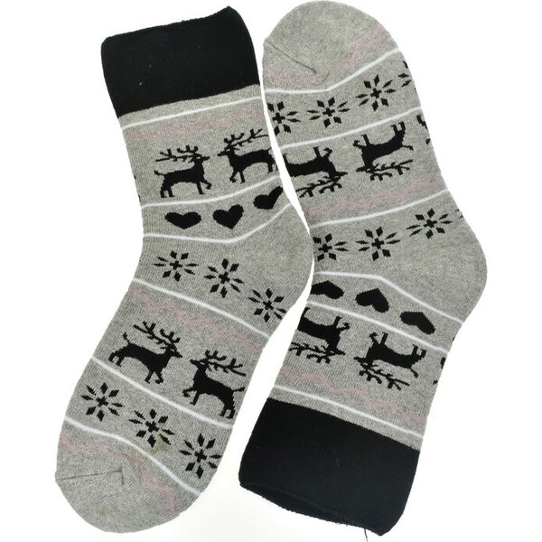 AURA.VIA Vianočné spandex termo ponožky WinterJoy s motívom sobov 60142353