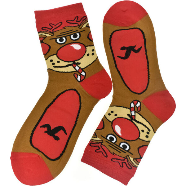 AURA.VIA Bavlnené červené ponožky Funny-Bird 36-41 60142337