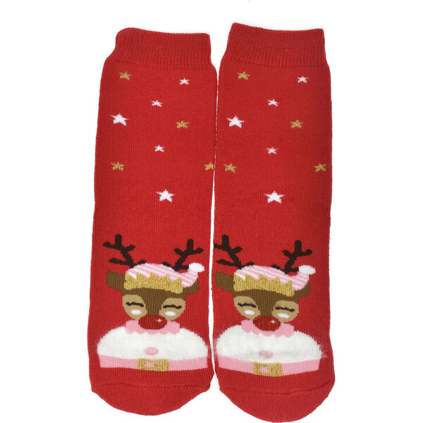 AURA.VIA Detské vianočné bavlnené červené ponožky SantaGift 28-35 60142338