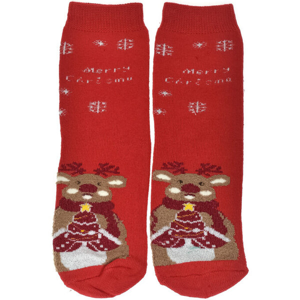 AURA.VIA Detské vianočné bavlnené červené ponožky SantaGift 28-35 60142339