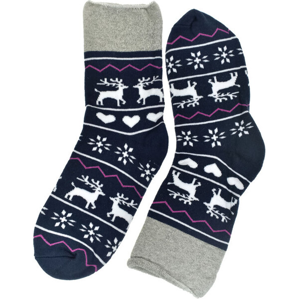 AURA.VIA Vianočné spandex termo ponožky WinterJoy s motívom sobov 60142356