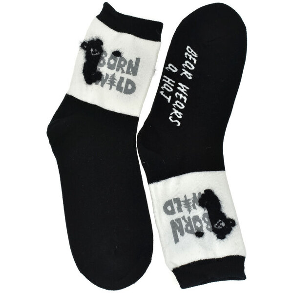 AURA.VIA UNI čierno-biele bavlnené ponožky BearPaw 36-41 60142357