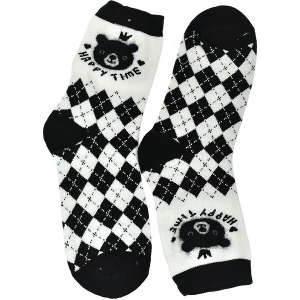 AURA.VIA UNI bielo-čierne bavlnené ponožky BearPaw 36-41 60142358