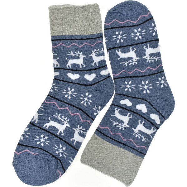 AURA.VIA Vianočné spandex termo ponožky WinterJoy s motívom sobov 60142352