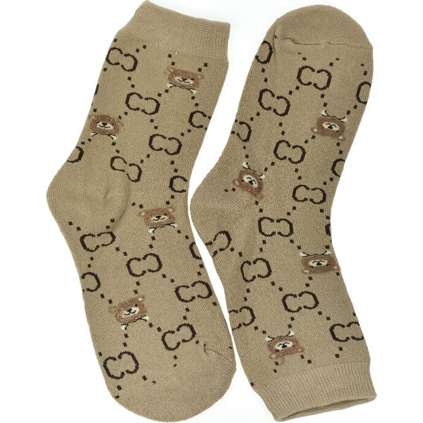 AURA.VIA Dámske béžové bavlnené ponožky TeddyBear 60142362