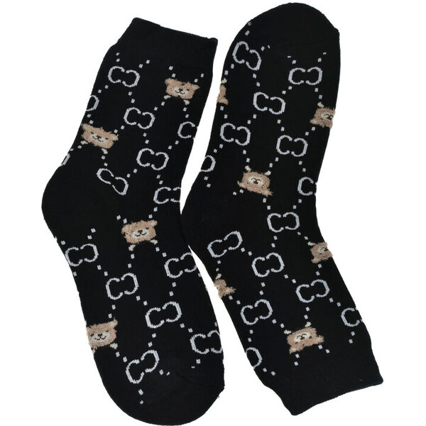 AURA.VIA Dámske čierne bavlnené ponožky TeddyBear 60142363