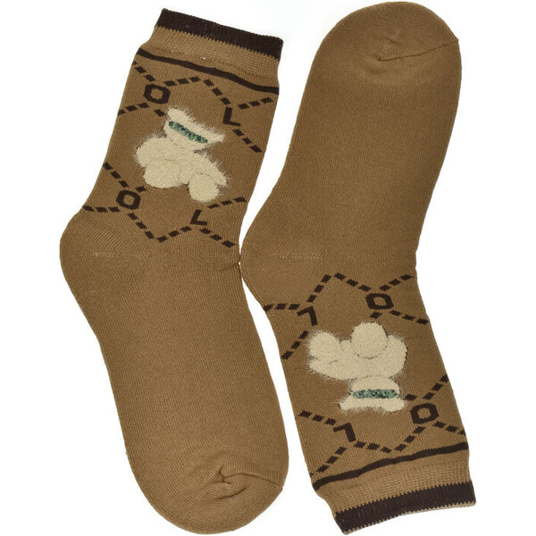 AURA.VIA Dámske hnedé bavlnené ponožky TeddyBear 60142365