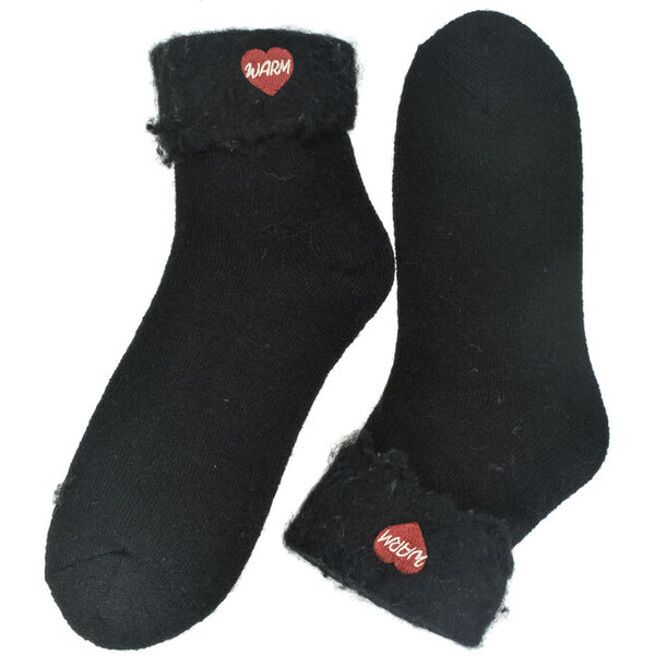 AURA.VIA Teplé dámske spandex čierne termo ponožky CozyHeart 60142371
