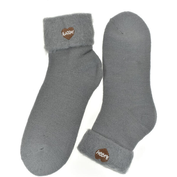 AURA.VIA Teplé dámske spandex svetlosivé termo ponožky CozyHeart 60142377