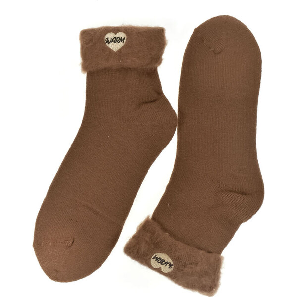 AURA.VIA Teplé dámske spandex hnedé termo ponožky CozyHeart 60142374