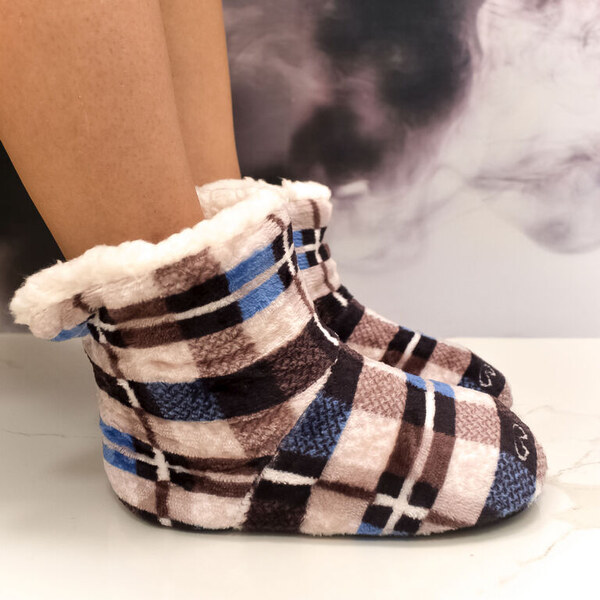 AURA.VIA Detské hnedo-modré plyšové ponožky Dino Adventure 28-35 60142379