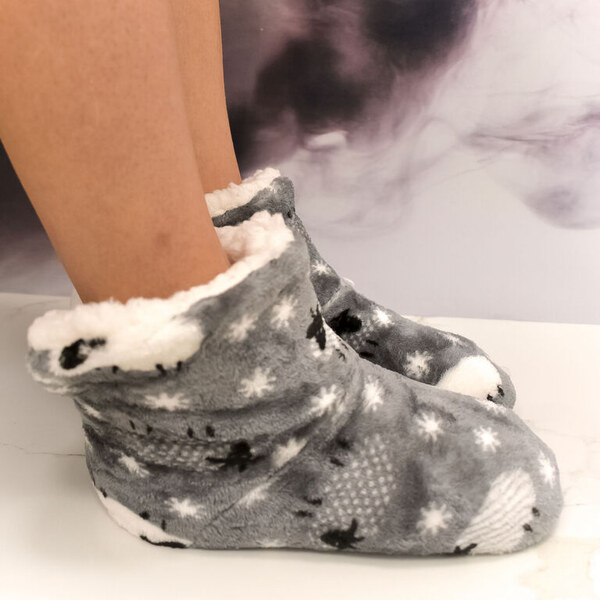 AURA.VIA Detské sivé plyšové ponožky Dino Adventure 28-35 60142380