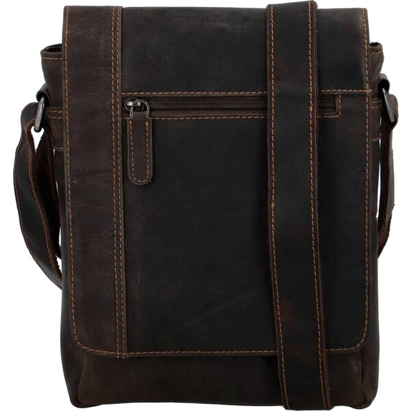 Greenwood Pánska kožená taška cez rameno Gion tm. hnedá 43269647