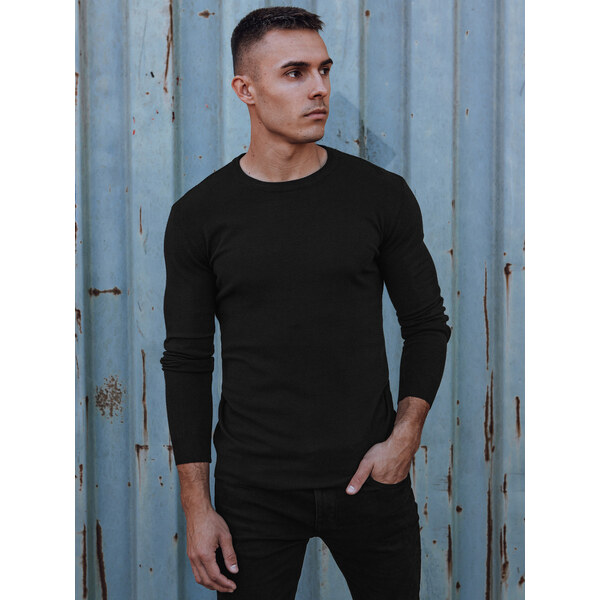 BASIC Pánsky klasický čierny sveter WX2226 60176171