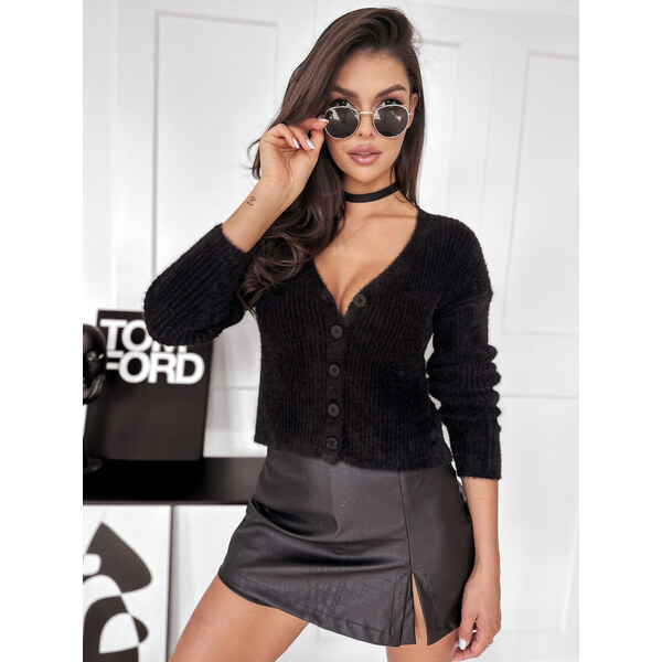 BASIC Čierny dámsky sveter s gombíkmi LILY MY2035 60176167