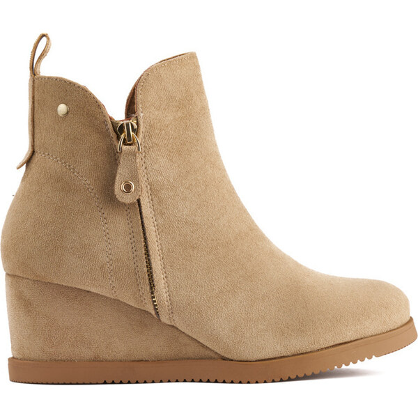 SHELOVET Béžové členkové dámske topánky na kline YY-77KH 66149517