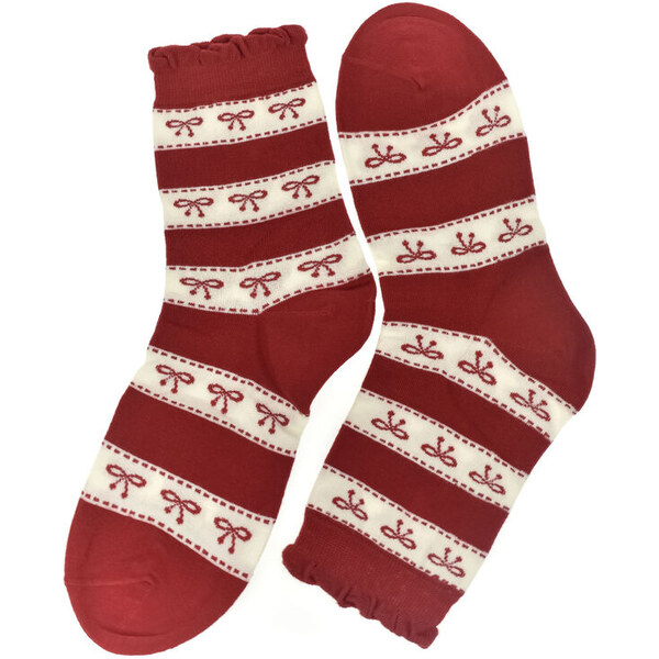 AURA.VIA Dámske bavlnené červené ponožky HELLO 60189505