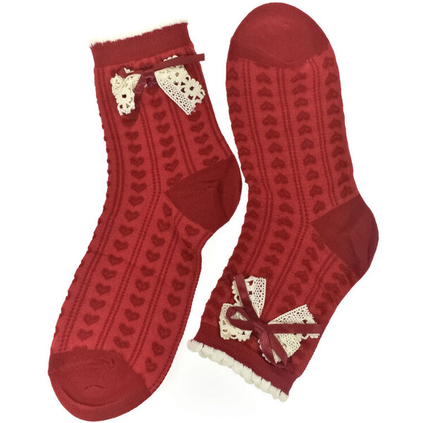 AURA.VIA Dámske bavlnené červené ponožky HELLO 60189507