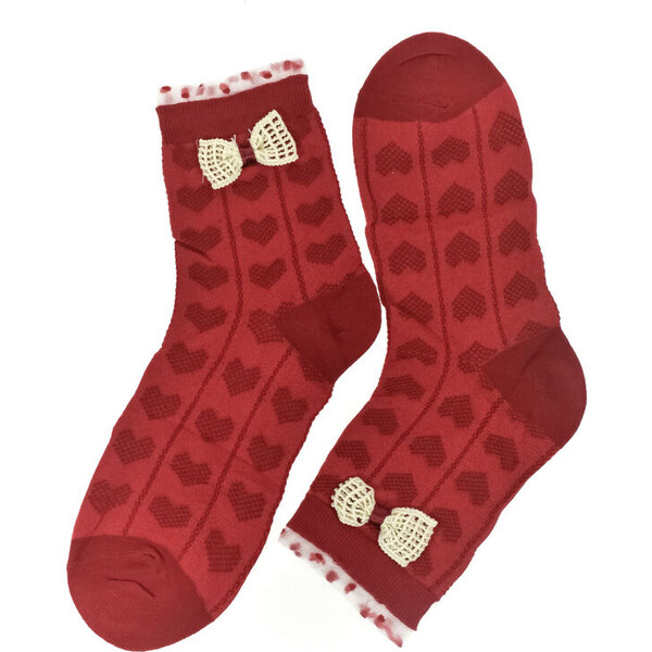 AURA.VIA Dámske bavlnené červené ponožky HELLO 60189503