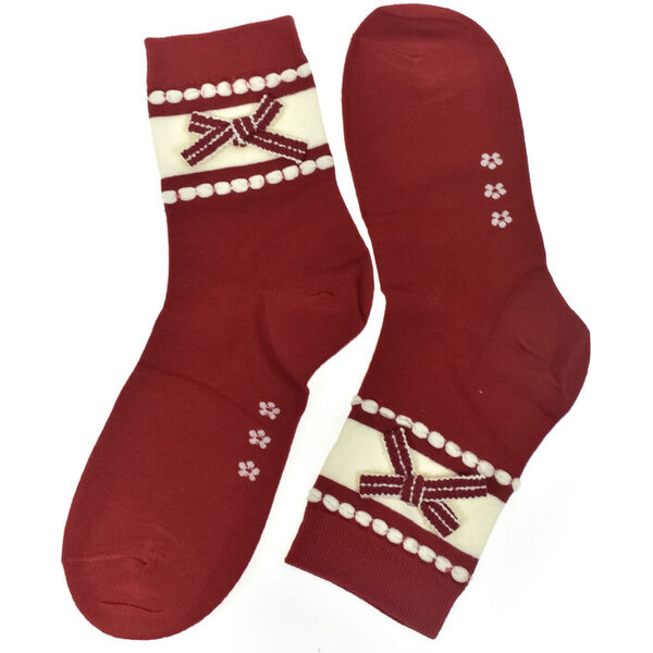 AURA.VIA Dámske bavlnené červené ponožky HELLO 60189504