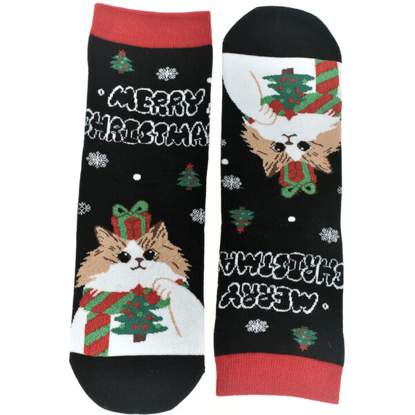 AURA.VIA Vianočné bavlnené čierne ponožky Merry-Corgi 35-41 60189499