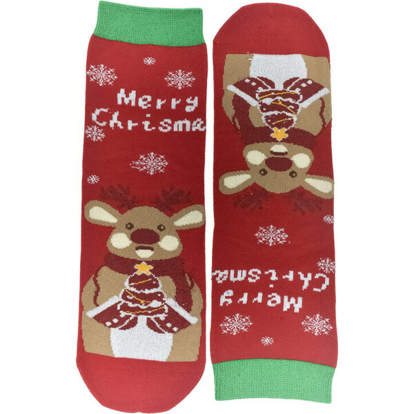 AURA.VIA Vianočné bavlnené červené ponožky Merry-Corgi 35-41 60189501