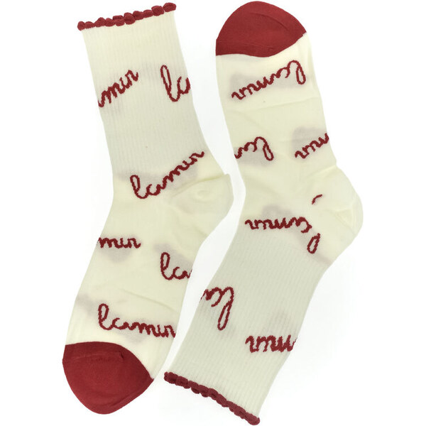 AURA.VIA Dámske bavlnené biele ponožky Cat-Charm 60189512