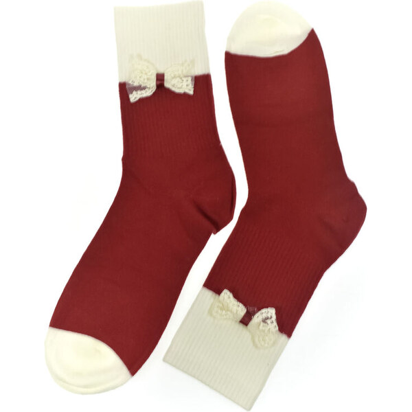 AURA.VIA Dámske bavlnené červené ponožky Cat-Charm 60189508