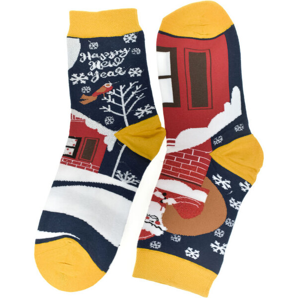 AURA.VIA Vianočné bavlnené žlté ponožky Festive-Fun 35-41 60189513