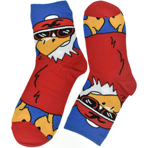 AURA.VIA Bavlnené červené ponožky Funny-Bird 36-41 60189519