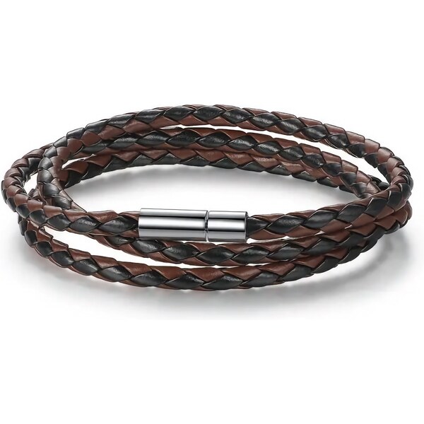 Ligot Kožený pletený náramok hnedo-čierny 60205880