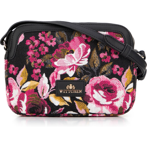 Wittchen Dámska crossbody z žakáru a ekokože čierno-ružová 66066561