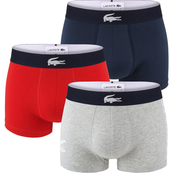 LACOSTE - boxerky 3PACK cotton stretch iconic Lacoste big logo red & 60206817