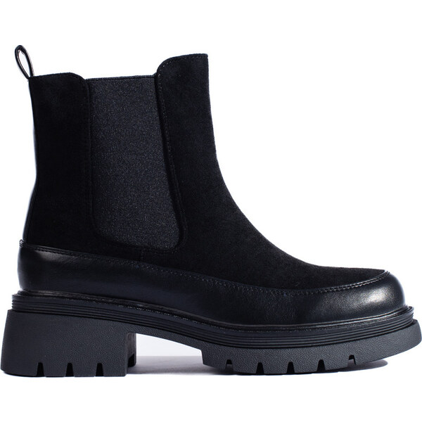 BASIC Čierne semišové členkové topánky 16426B 46373009