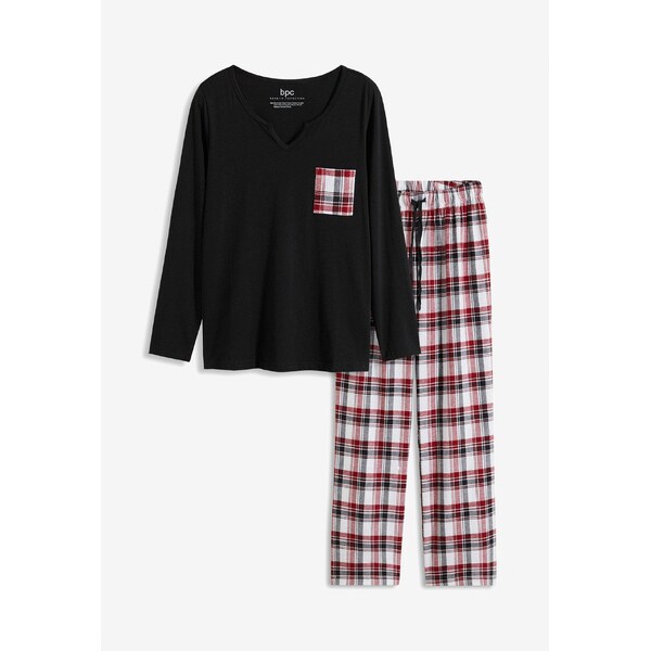 bonprix Pyžamo s flanelovými nohavicami, farba čierna 60211671