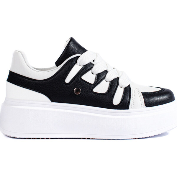 SHELOVET Čierno-biele dámske sneakersy na hrubej podrážke BL380P-B 66148157
