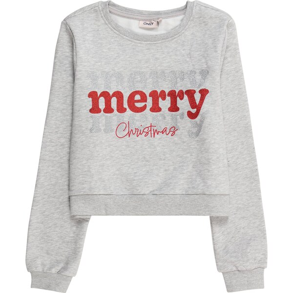 ONLY GIRLS Mikina KOGNORA sivá melírovaná / červená / strieborná 60219295