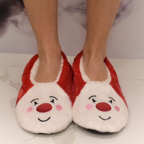 MR PAMUT Dámske plyšové bielo-červené ponožky Santa Cozy 60223952